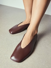Berry Red Forever Comfort® Leather Angled Toe Ballet Flats - Image 2 of 9