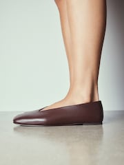 Berry Red Forever Comfort® Leather Angled Toe Ballet Flats - Image 3 of 9