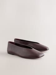 Berry Red Forever Comfort® Leather Angled Toe Ballet Flats - Image 6 of 9