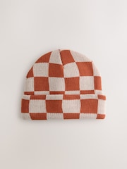 Rust/Ecru Check Beanie Hat (1-16yrs) - Image 1 of 3