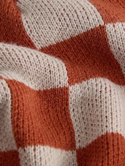 Rust/Ecru Check Beanie Hat (1-16yrs) - Image 2 of 3