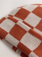 Rust/Ecru Check Beanie Hat (1-16yrs) - Image 3 of 3