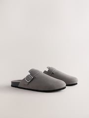 Grey Standard Fit Leather Footbed Clogs - Image 2 of 8
