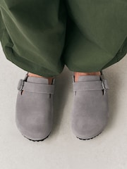 Grey Standard Fit Leather Footbed Clogs - Image 3 of 8
