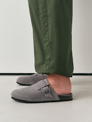 Grey Standard Fit Leather Footbed Clogs - Image 4 of 8
