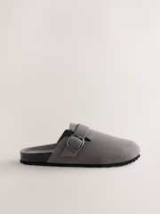 Grey Standard Fit Leather Footbed Clogs - Image 6 of 8