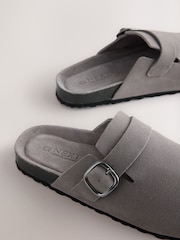 Grey Standard Fit Leather Footbed Clogs - Image 7 of 8