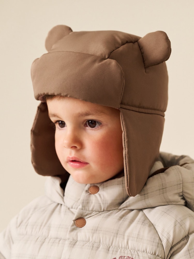 Brown Bear Novelty Lined Trapper Hat (3mths-6yrs) - Image 1 of 6 Brown Bear Novelty Lined Trapper Hat (3mths-6yrs) - Image 1 of 6