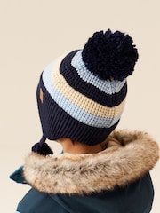 Navy/White stripe Pom Knitted Beanie Hat (3mths-13yrs) - Image 3 of 6