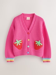 Little Bird by Jools Oliver Pink Raspberry Crochet Pocket Cardigan - Image 1 of 13