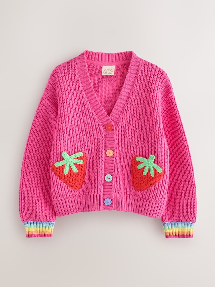 Little Bird by Jools Oliver Pink Raspberry Crochet Pocket Cardigan - Image 1 of 13
