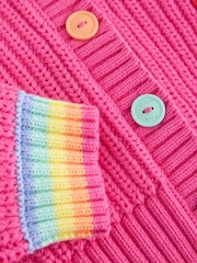 Little Bird by Jools Oliver Pink Raspberry Crochet Pocket Cardigan - Image 12 of 13