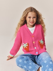 Little Bird by Jools Oliver Pink Raspberry Crochet Pocket Cardigan - Image 2 of 13