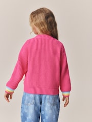 Little Bird by Jools Oliver Pink Raspberry Crochet Pocket Cardigan - Image 5 of 13