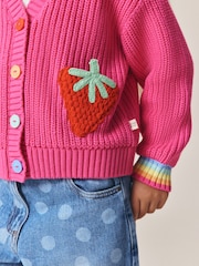 Little Bird by Jools Oliver Pink Raspberry Crochet Pocket Cardigan - Image 6 of 13