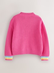 Little Bird by Jools Oliver Pink Raspberry Crochet Pocket Cardigan - Image 7 of 13