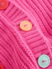 Little Bird by Jools Oliver Pink Raspberry Crochet Pocket Cardigan - Image 8 of 13