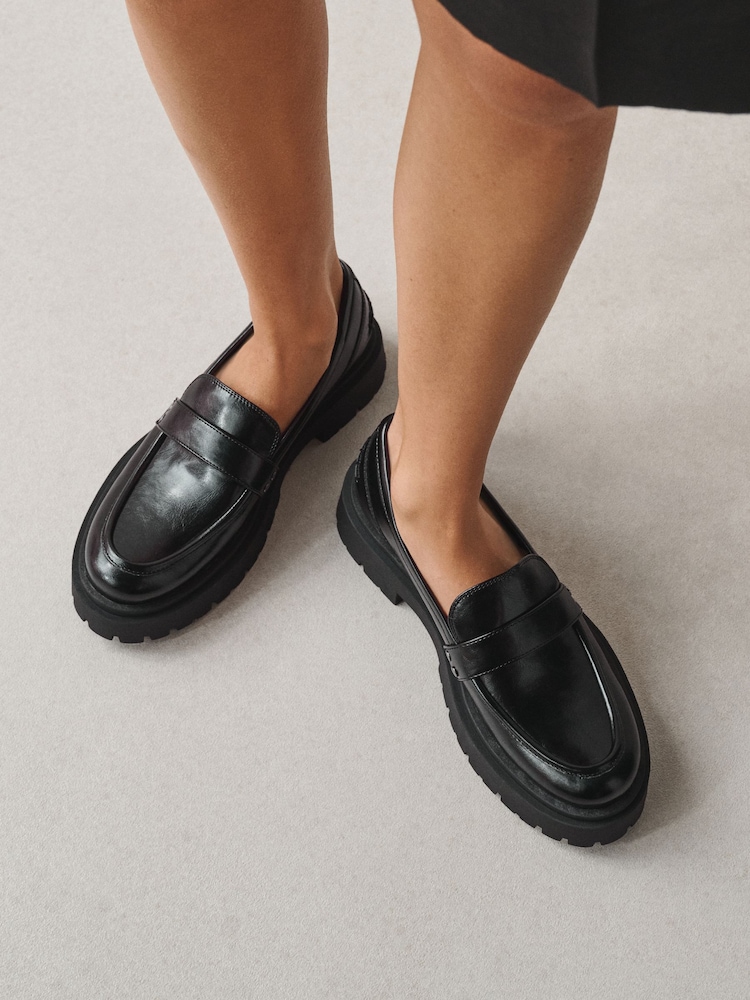 Qara - Forever Comfort® Chunky Xarici Dabanlı Loaferlər - 8şəkildən 1 şəkil Qara - Forever Comfort® Chunky Xarici Dabanlı Loaferlər - 8şəkildən 1 şəkil