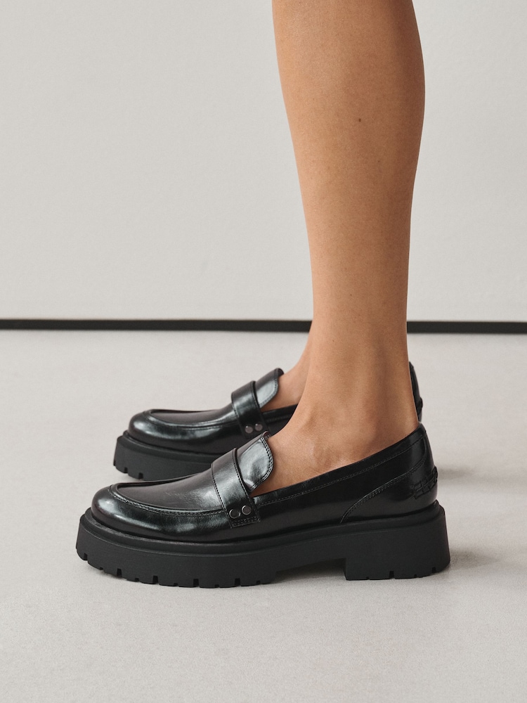 Qara - Forever Comfort® Chunky Xarici Dabanlı Loaferlər - 8şəkildən 2 şəkil Qara - Forever Comfort® Chunky Xarici Dabanlı Loaferlər - 8şəkildən 2 şəkil