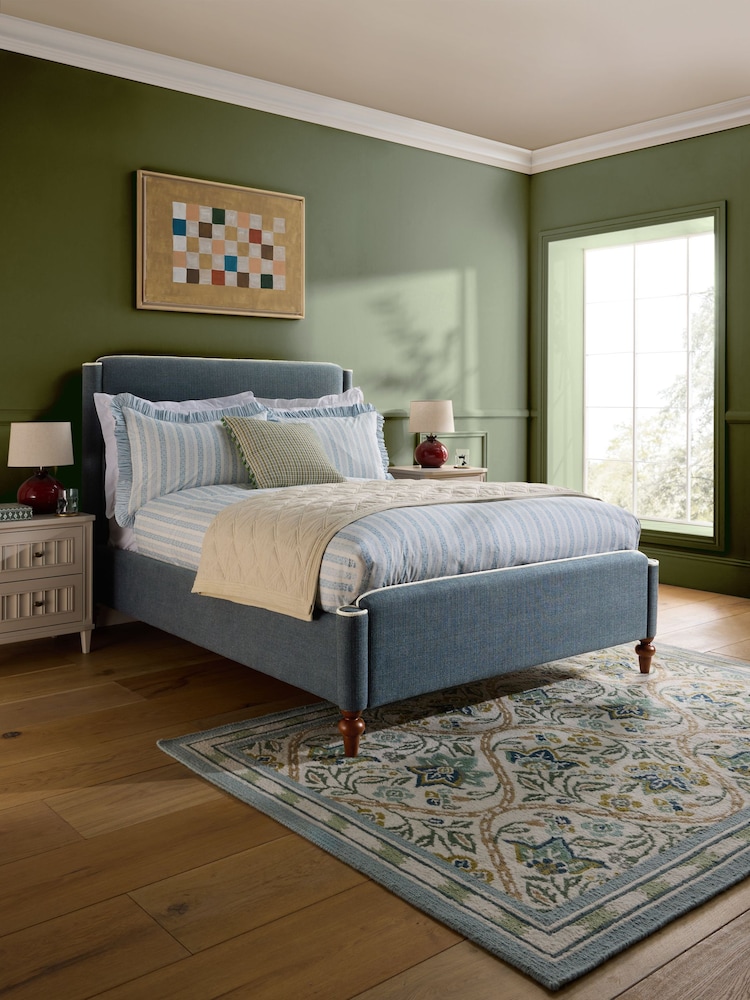 Nina Campbell Clabon Indigo Blue Willis Bed Frame - Image 1 of 5