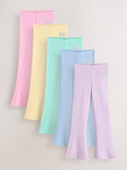 Little Bird by Jools Oliver Pastel Rainbow Ribbed Jersey Kickflare Leggings 5 Pack - Image 1 of 13