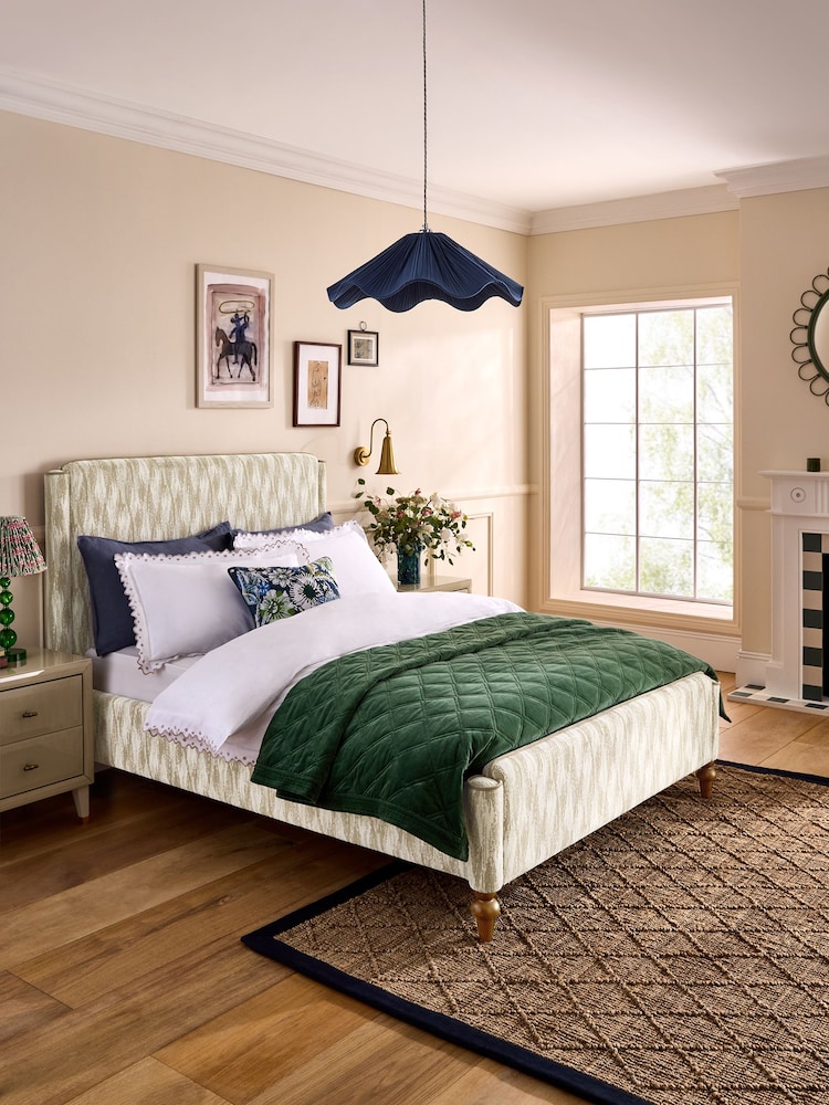 Nina Campbell Rowan Ikat Natural Willis Bed Frame - Image 1 of 6 Nina Campbell Rowan Ikat Natural Willis Bed Frame - Image 1 of 6