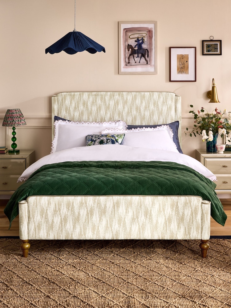 Nina Campbell Rowan Ikat Natural Willis Bed Frame - Image 2 of 6 Nina Campbell Rowan Ikat Natural Willis Bed Frame - Image 2 of 6