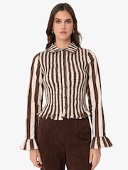 Amy Lynn Yasmine Cotton Stripe Smocked Shirt - Imagen 4 de 9