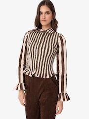 Amy Lynn Yasmine Cotton Stripe Smocked Shirt - Imagen 5 de 9