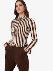 Amy Lynn Yasmine Cotton Stripe Smocked Shirt - Imagen 7 de 9