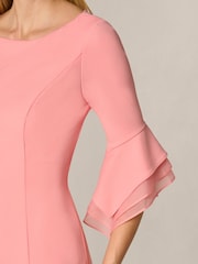 Adrianna Papell Pink Knit Crepe Tiered Sleeve Dress - Image 4 of 6
