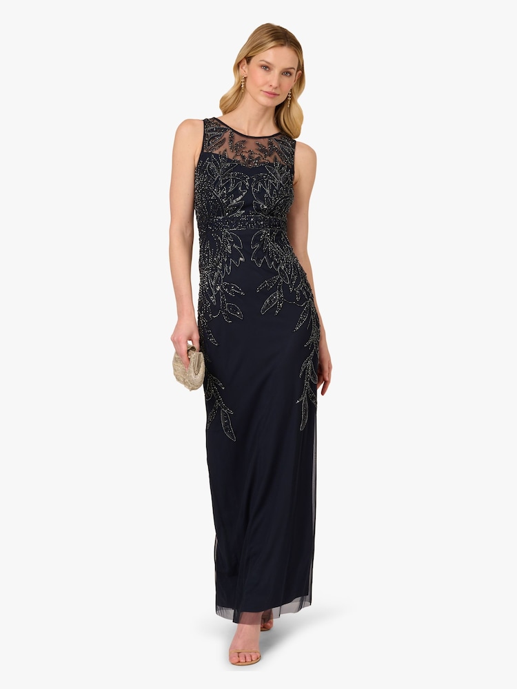 Adrianna Papell Black Studio Petite Beaded Column Long Dress - Image 1 of 6