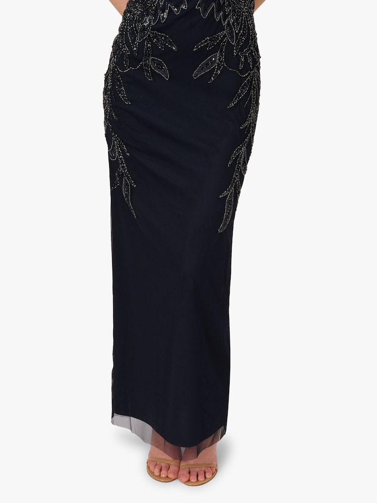 Buy Adrianna Papell Black Studio Petite Beaded Column Long Dress from Next  USA