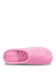 Totes Light Pink Isotoner Popcorn Terry Mules Slippers - Image 3 of 4