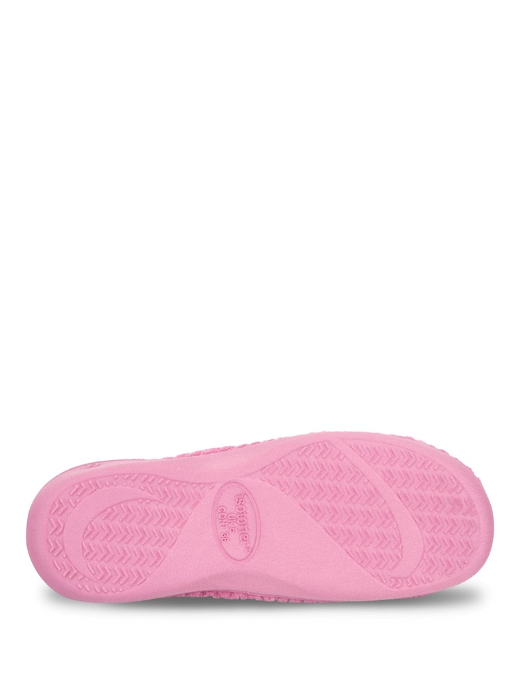 Totes Light Pink Isotoner Popcorn Terry Mules Slippers - Image 4 of 4