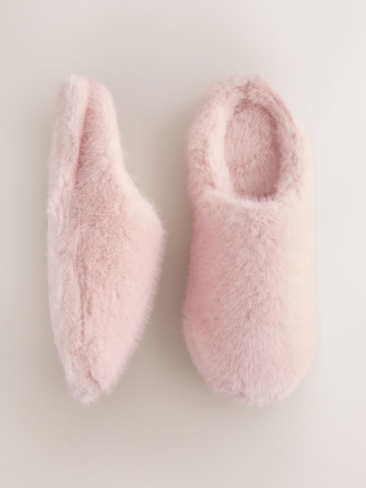 Pink Fur Mule Slippers - Image 1 of 6