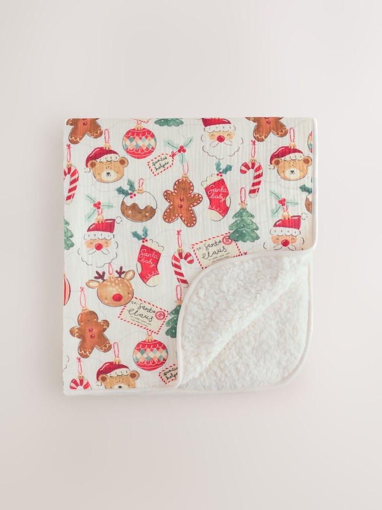 Christmas Bauble Character Muslin Fleece Baby Blanket - Image 1 of 5