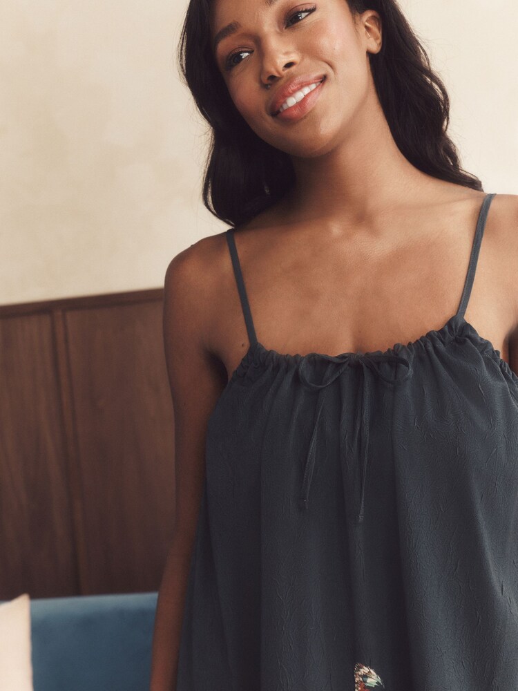 B by Ted Baker Teal Blue Textured Satin Slip Nightie - Image 2 of 6
