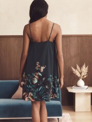B by Ted Baker Teal Blue Textured Satin Slip Nightie - Image 4 of 6