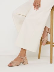 JD Williams Pink Wide Fit Twist Upper Block Sandals - Image 1 of 4