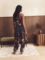 B by Ted Baker Cream Floral Satin Cami Balloon Trousers Pyjamas - Image 2 of 8