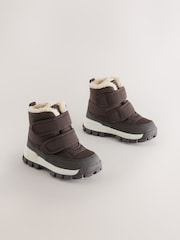 朱古力啡色 - Warm Lined Touch Fastening Walking Boots - 圖片 1/7