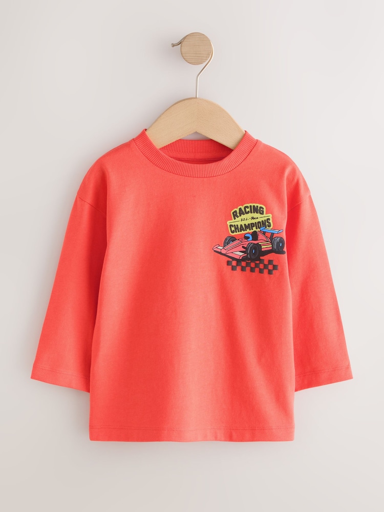 Red Racing Car Long Sleeve Back Graphic T-Shirt (3mths-7yrs) - Image 1 of 4 Red Racing Car Long Sleeve Back Graphic T-Shirt (3mths-7yrs) - Image 1 of 4