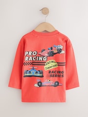 Red Racing Car Long Sleeve Back Graphic T-Shirt (3mths-7yrs) - Image 2 of 4