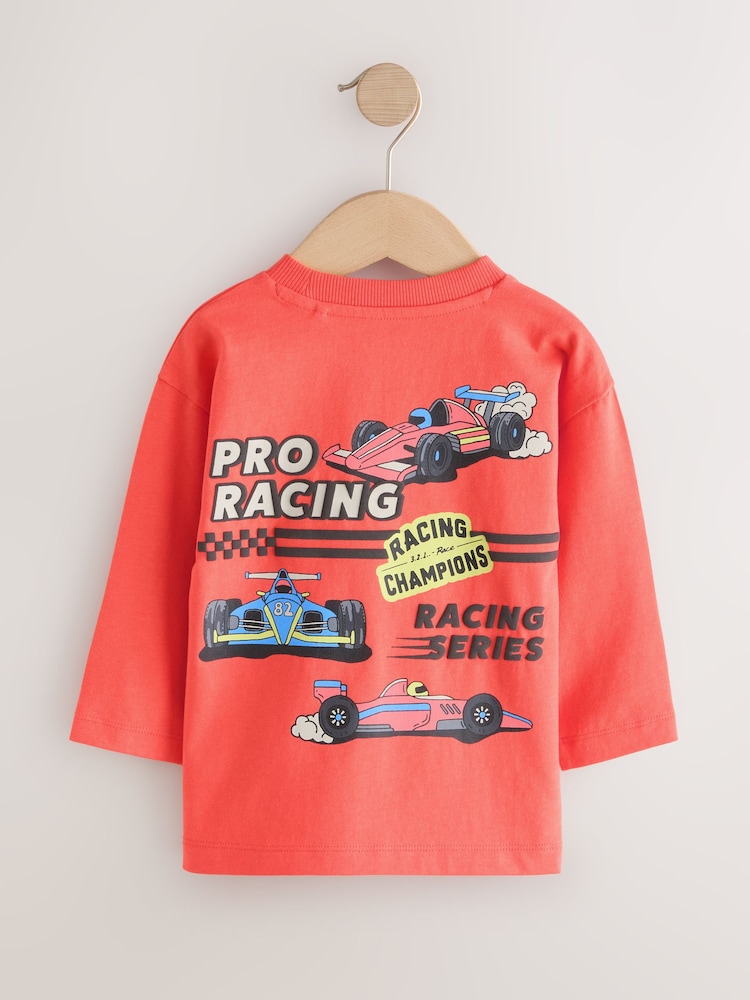 Red Racing Car Long Sleeve Back Graphic T-Shirt (3mths-7yrs) - Image 2 of 4 Red Racing Car Long Sleeve Back Graphic T-Shirt (3mths-7yrs) - Image 2 of 4