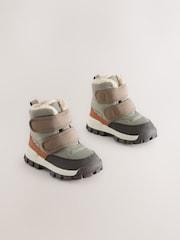 灰色 - Warm Lined Touch Fastening Walking Boots - 圖片 1/6