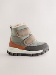 灰色 - Warm Lined Touch Fastening Walking Boots - 圖片 2/6
