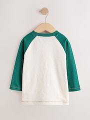 Berde/Ecru Ragan na Aso - Mahabang Manggas na Graphic T-Shirt (3buwan-7taon) - Larawan 5 ng 7