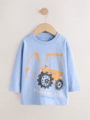 Maputlang Asul na Digger - Mahabang Manggas na Graphic T-Shirt (3buwan-7taon) - Larawan 4 ng 7