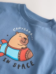 Blue Capybara in Space Long Sleeve Graphic T-Shirt (3mths-7yrs) - Image 3 of 4